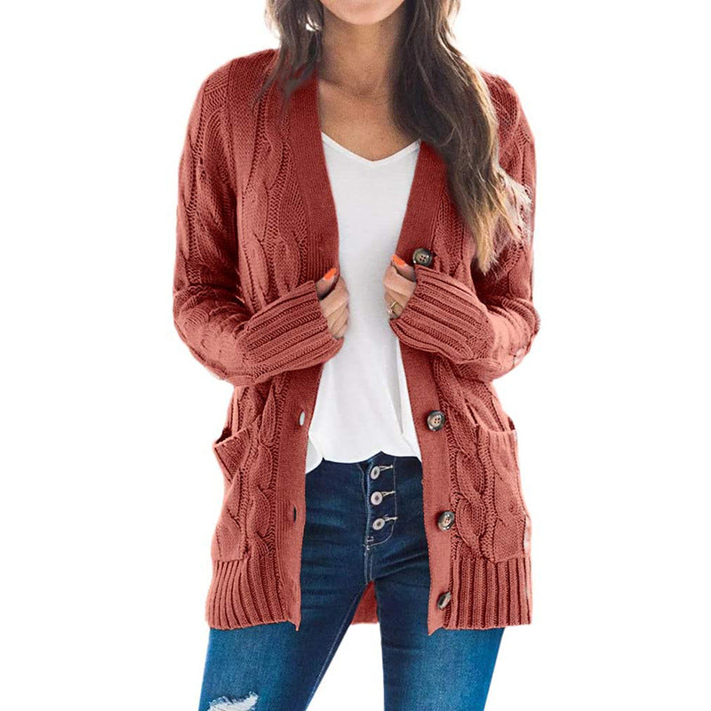 2024 V Neck Long Sleeve casual cardigan jacket