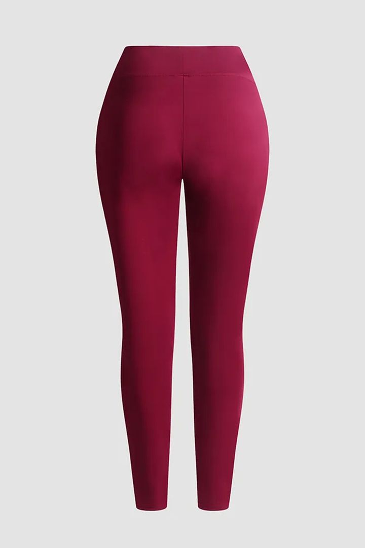 Contrast Panel Zipper Detail Faux Leather Pants