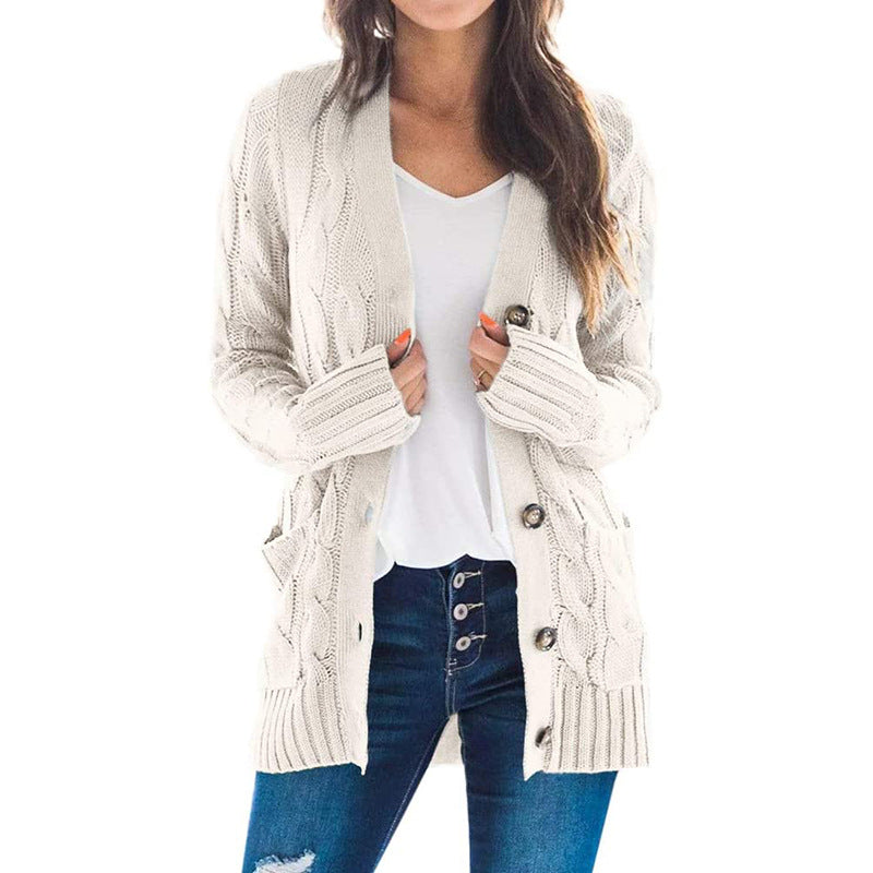 2024 V Neck Long Sleeve casual cardigan jacket