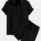 Waffle Polo Collar Shirt With Pocket & Waffle Shorts
