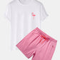 Flamingo Print T-Shirt & Swim Shorts