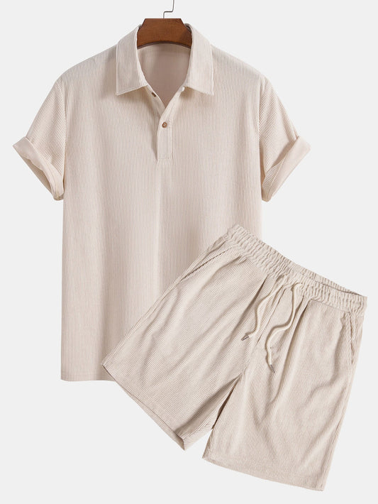 Short Sleeve Corduroy Polo Shirt & Corduroy Shorts