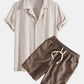 Linen Rayon Blend Cuban Shirt & Linen Cotton Blend Drawstring Shorts