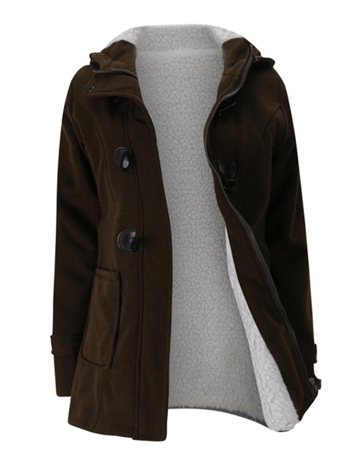 Casual Warm Plush Lined Hooded Jacket Coat