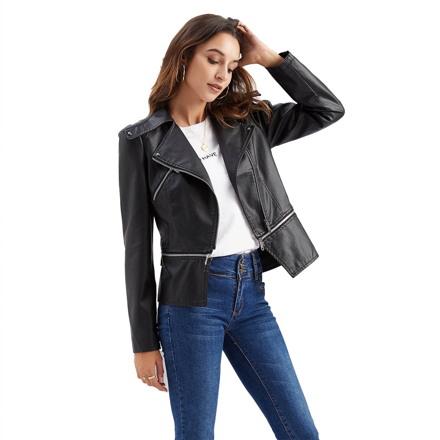 Zipper Soft Leather Jacket