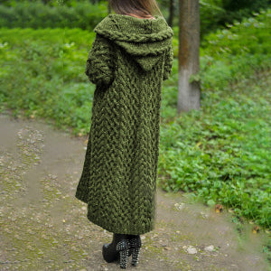 Casual Knitted Long Outerwear with Hood