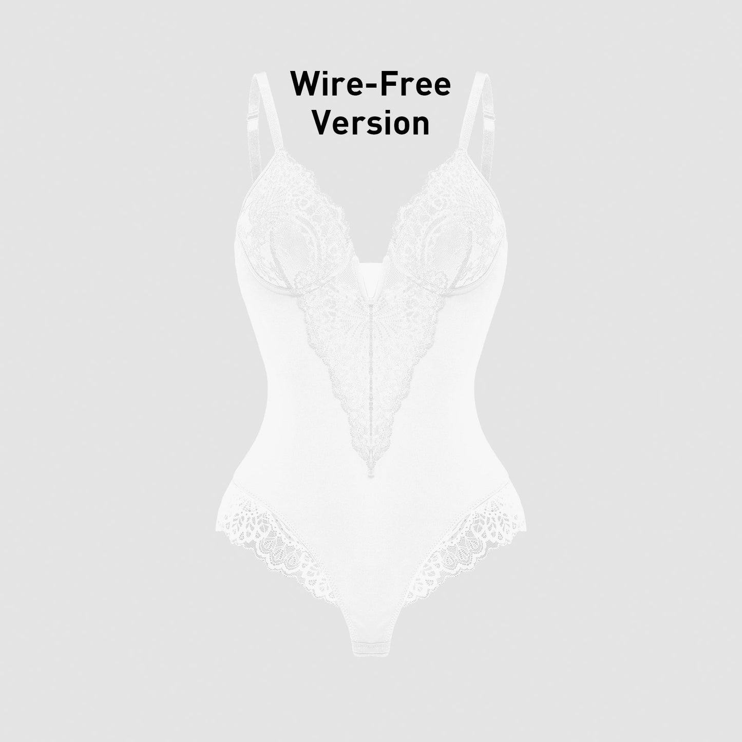 Deep-V Neck Lace Shapewear Bodysuit