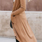 Knitted Solid Lapel Long Sleeves Paneled Pockets Slit Cardigan