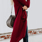 Knitted Solid Lapel Long Sleeves Paneled Pockets Slit Cardigan