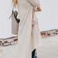 Knitted Solid Lapel Long Sleeves Paneled Pockets Slit Cardigan
