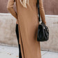 Knitted Solid Lapel Long Sleeves Paneled Pockets Slit Cardigan