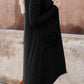 Knitted Solid Lapel Long Sleeves Paneled Pockets Slit Cardigan