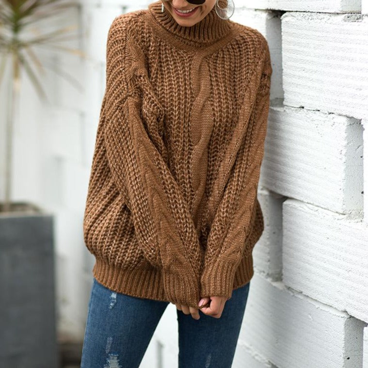 Thick Thread Twist Loose Turtleneck Women's Pullover Sweater