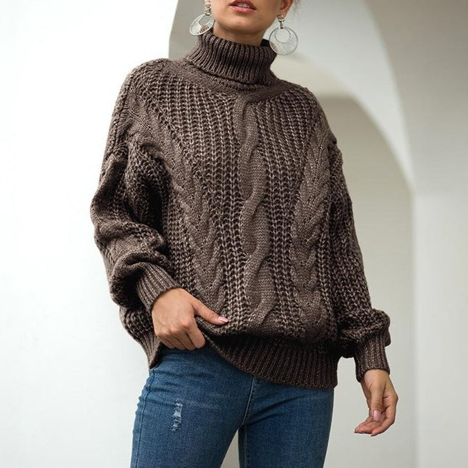 Thick Thread Twist Loose Turtleneck Women's Pullover Sweater