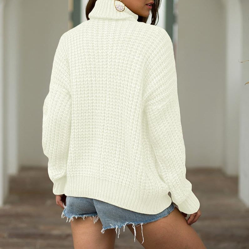 Thick Thread Twist Loose Turtleneck Women's Pullover Sweater