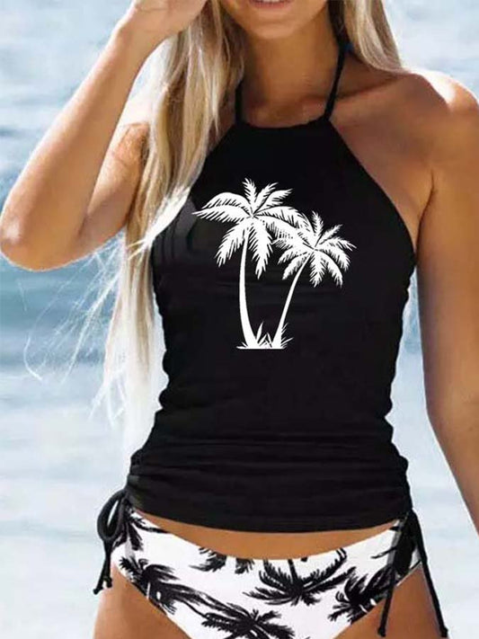 Palm Tree Print Bikini Set