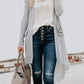Knitted Solid Lapel Long Sleeves Paneled Pockets Slit Cardigan