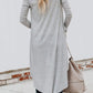 Knitted Solid Lapel Long Sleeves Paneled Pockets Slit Cardigan