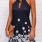 Floral Hollow Out Halter Open Back Mini Dress