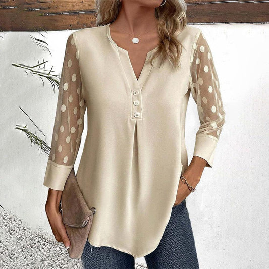 Apricot Plain V-Neck Top