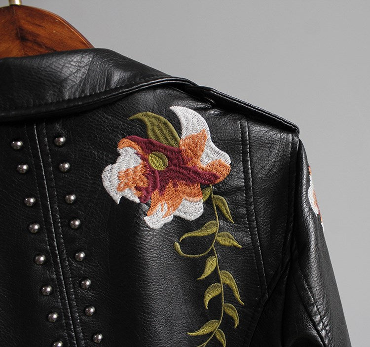 Floral Leather Jacket