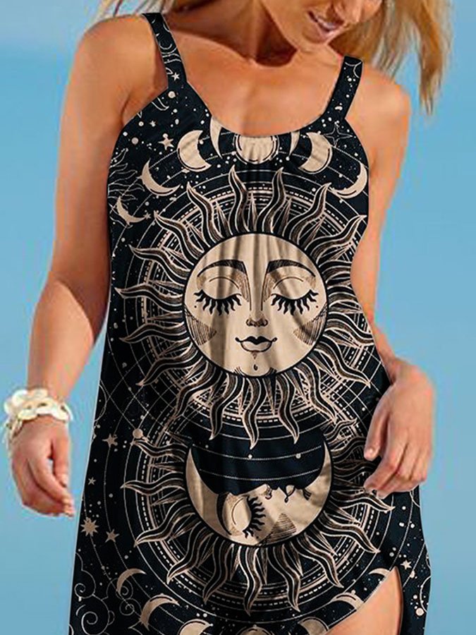 Tarot Print Sexy Sling Beach Dress