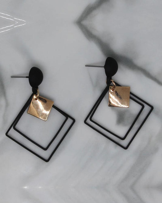 Rhombus Shaped Alloy Earrings