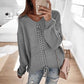 Eyelet Lace-up Knitt Casual Sweater