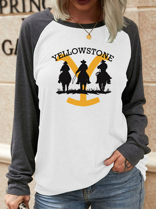 Women's Cowboy Silhouette Casual Colorblock T-Shirt