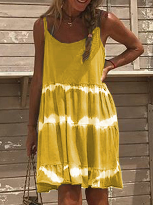 Tie-dye Sling Solid Color Dress