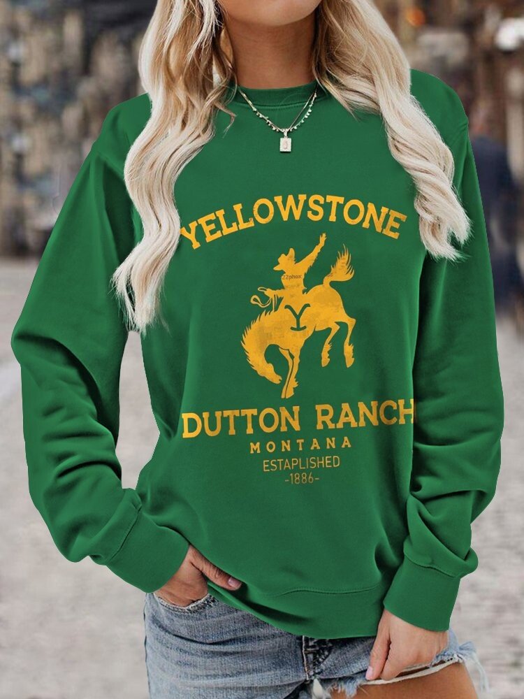 Women's Cowboy Print Casual Sweatshirt