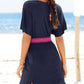V-Neck Patchwork color belt  Casual Dresses