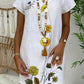 V-neck Printed Short-sleeved Loose Dress