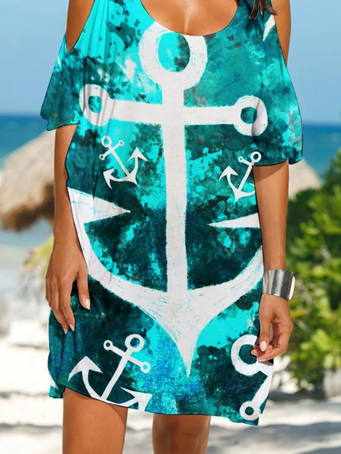 Casual Anchor Print Dress