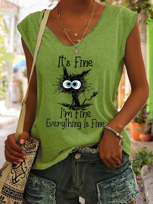 Women's IT'S FINE I'M FINE Faith Letter Print T-shirt