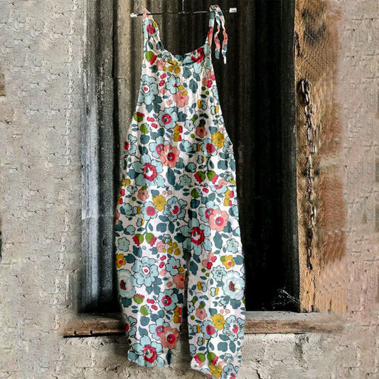 Linen print wide leg Jumpsuit