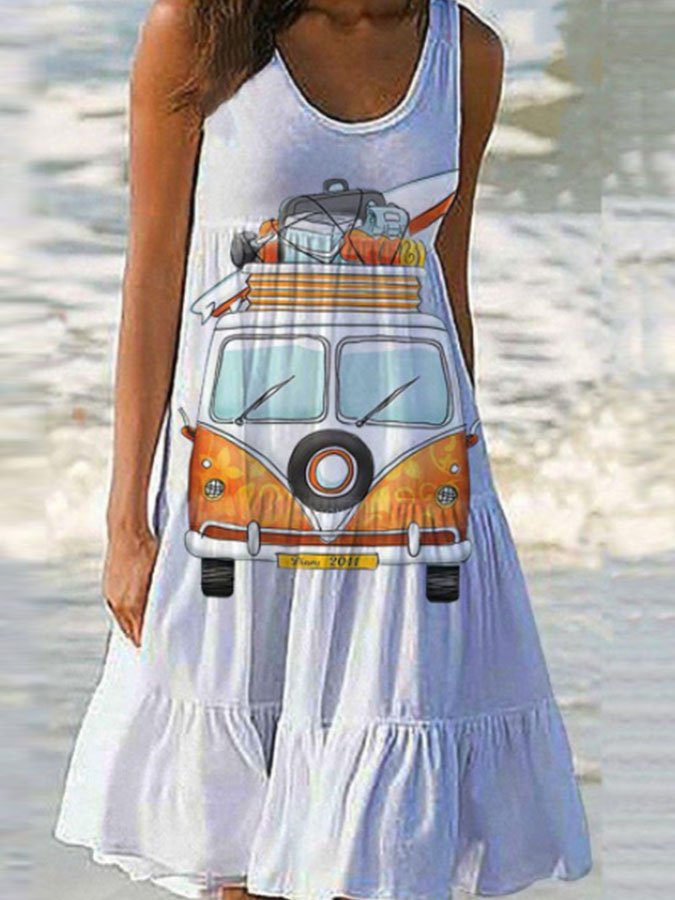 Beach Vacation Ocean Print Dress