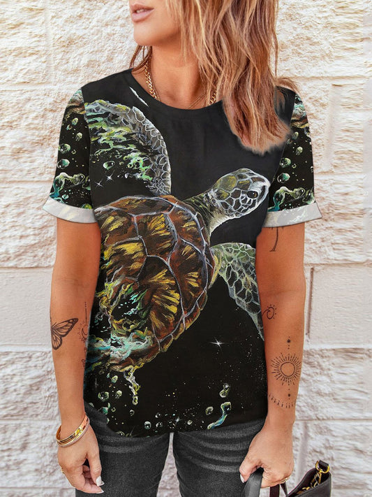 Women's Sea Turtle Print Casual Tee