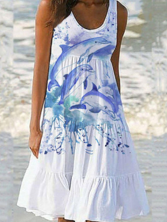 Beach Vacation Ocean Print Dress