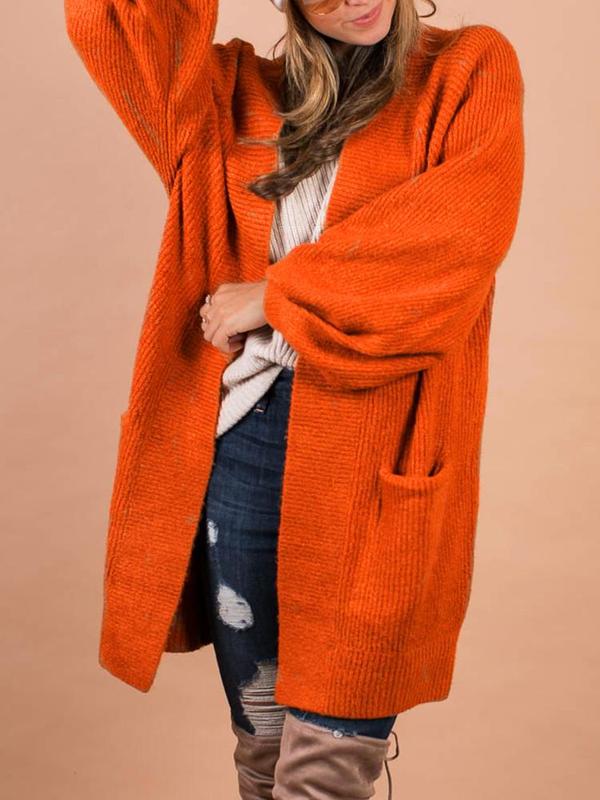 Women's Happy Fall Lantern Sleeves Loose Cardigan