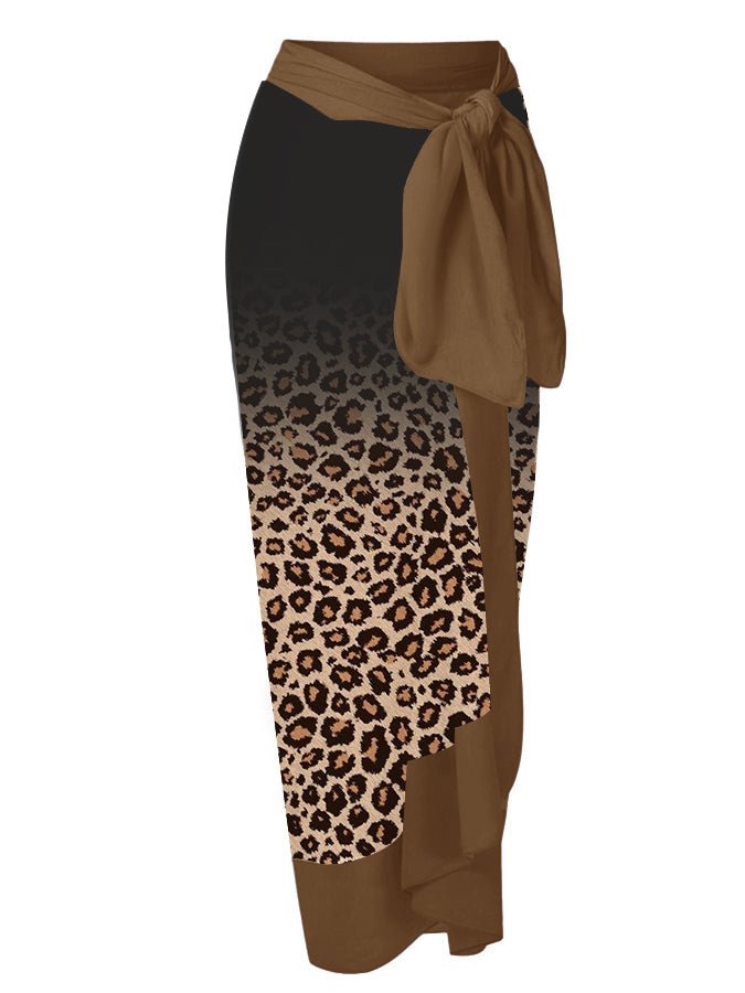 Leopard Gradient Print Swimsuit Set