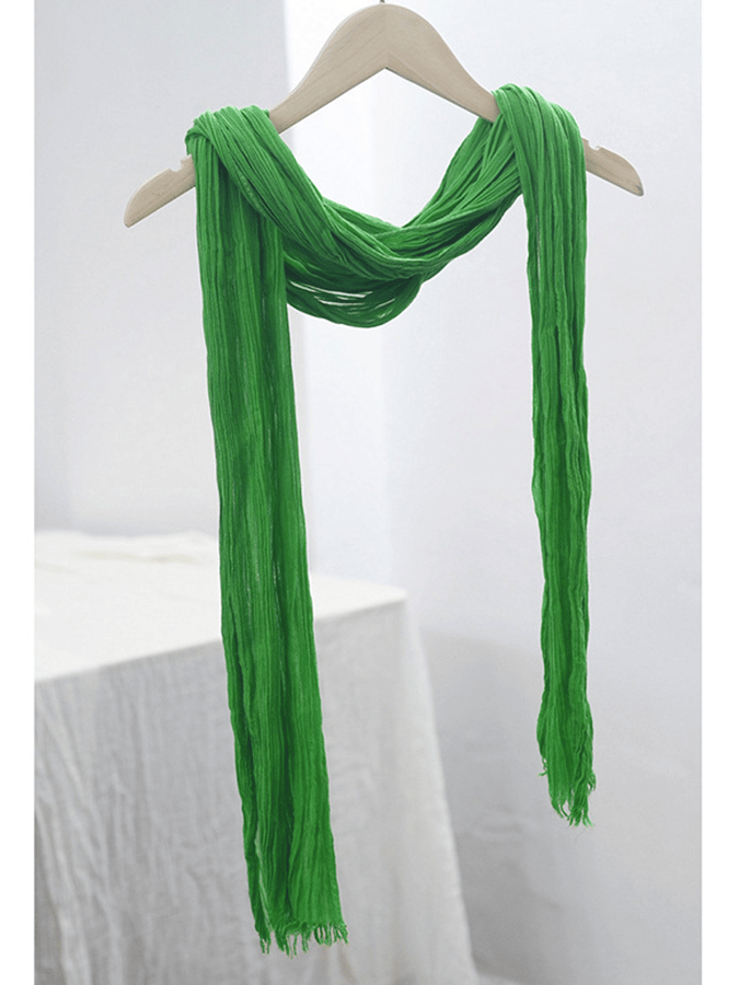 Women's small size pleated cotton and linen silk scarf