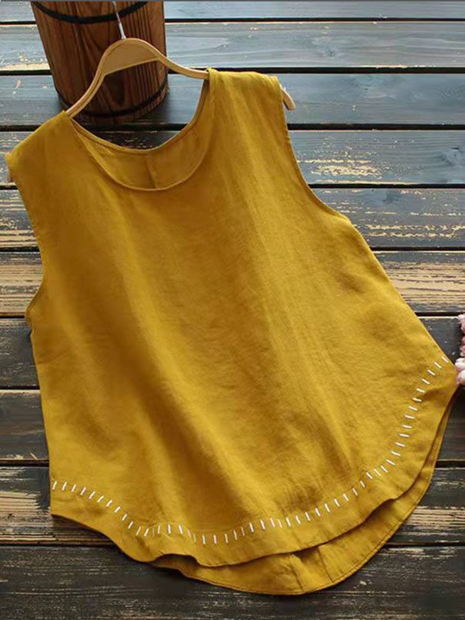 Women's Vintage Round Neck Casual Vest