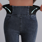 Hohe Taille  Wärme Unifarben Denim Lässig  Fest Jeans