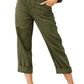 Plus Size Cotton Linen Solid Pocket Pants