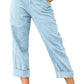 Plus Size Cotton Linen Solid Pocket Pants