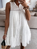 Women's Solid Color Lace Hollow Sleeveless Dress