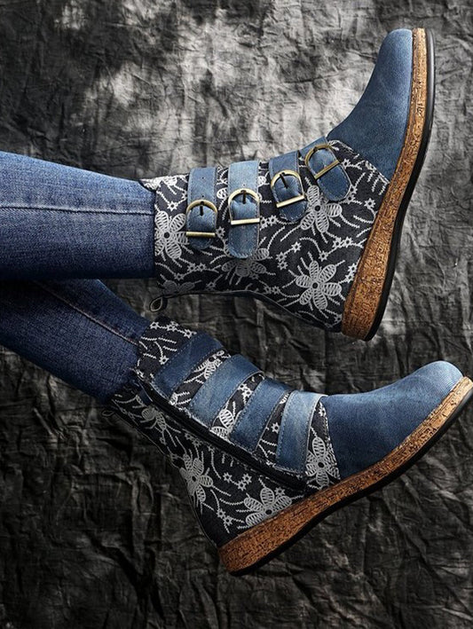 Zip Side Geo Pattern  Ethnic Boots