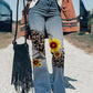 Casual Floral Wide Leg Jeans