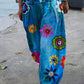 Floral Pattern Wide Leg Elastic Pants
